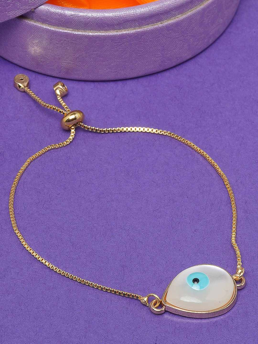 

DIVA WALK Women Gold-Toned & White Brass Gold-Plated Charm Bracelet