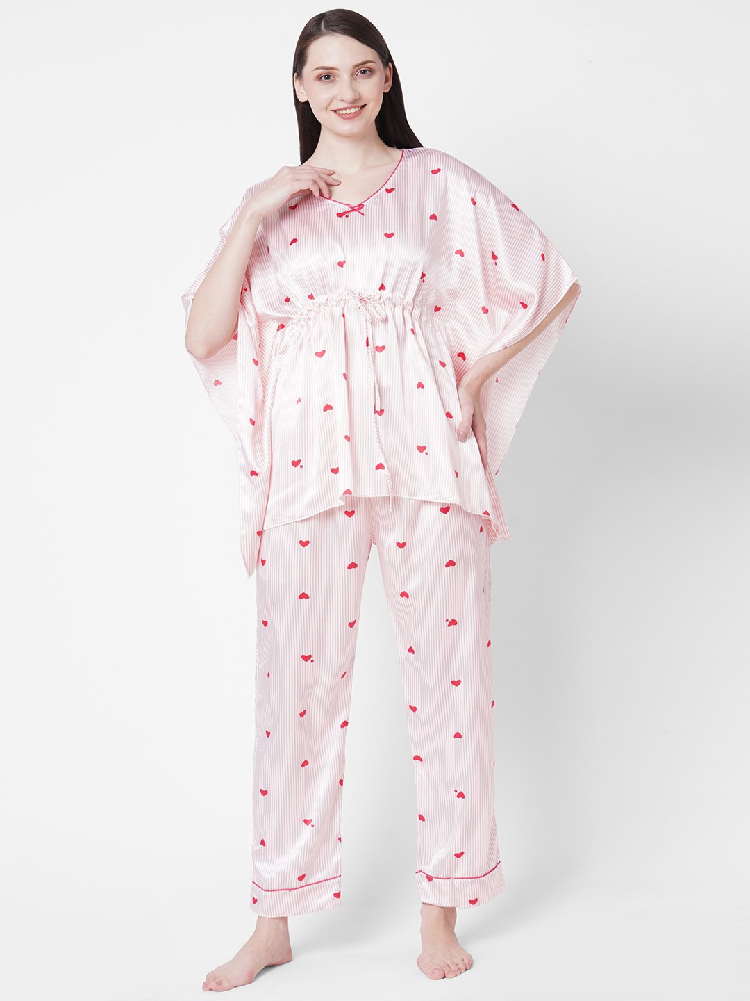 

Sweet Dreams Women Pink & Red Printed Night suit
