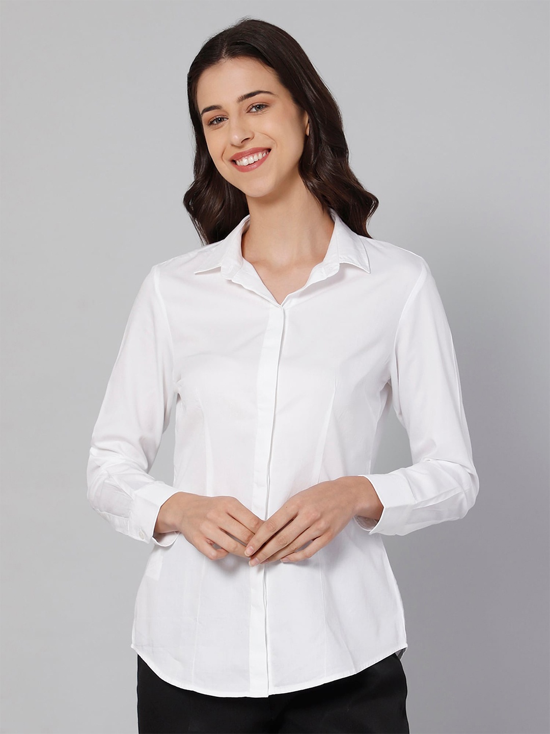 

Cantabil Women White Cotton Casual Shirt