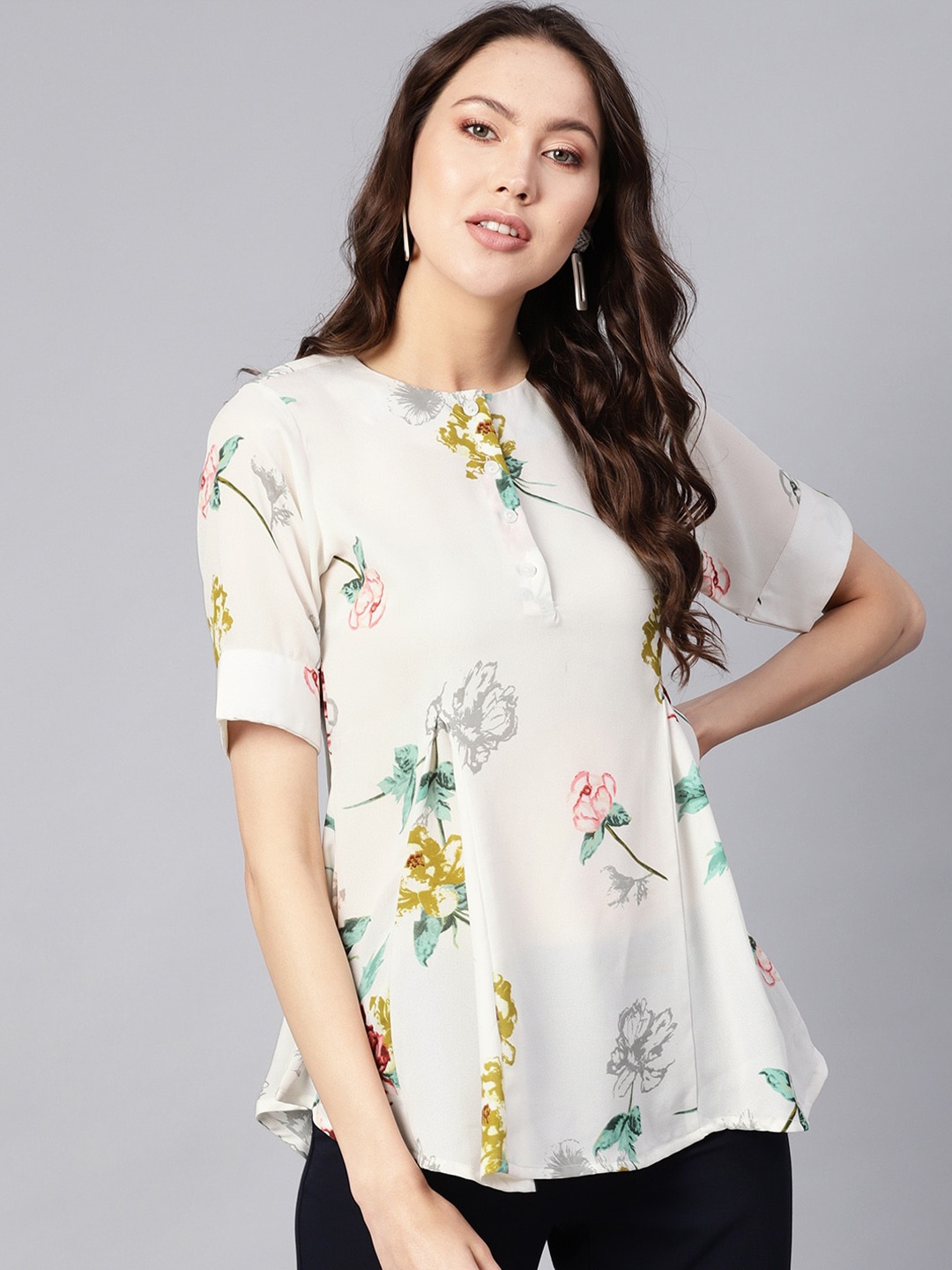 

Ives White Floral Print Pure Cotton Top