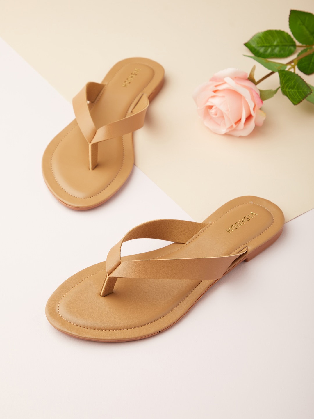 

Vishudh Women Beige Open Toe Flats