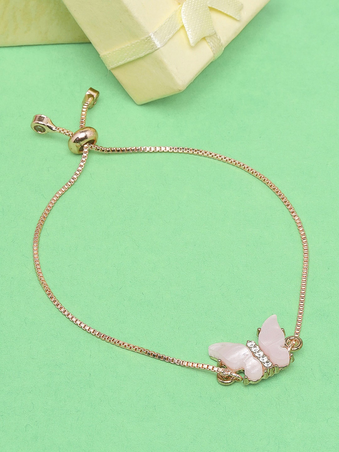 

DressBerry Women Rose Gold & Pink Brass Rose Gold-Plated Charm Bracelet