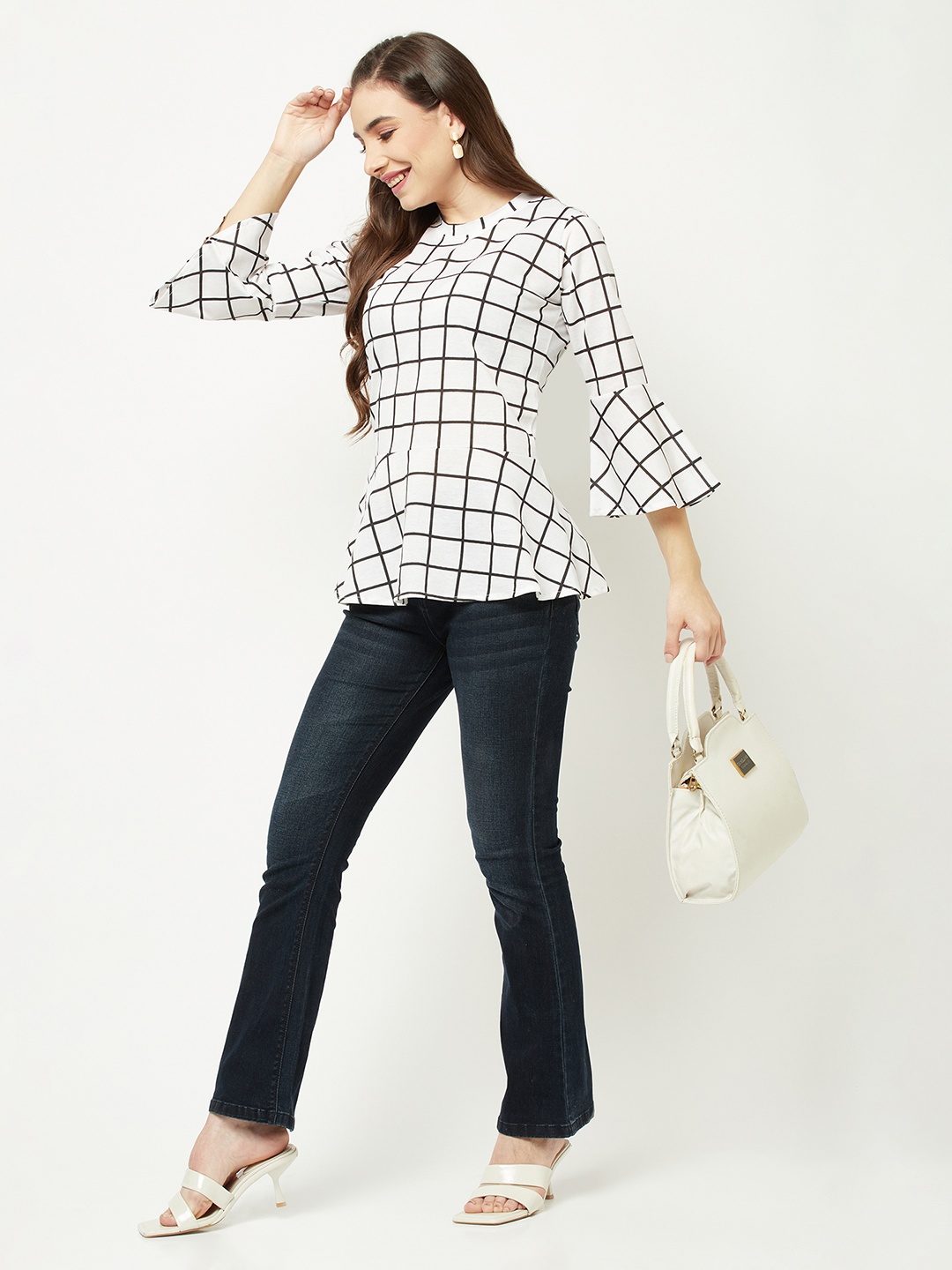 Crimsoune Club Women White Checked Top