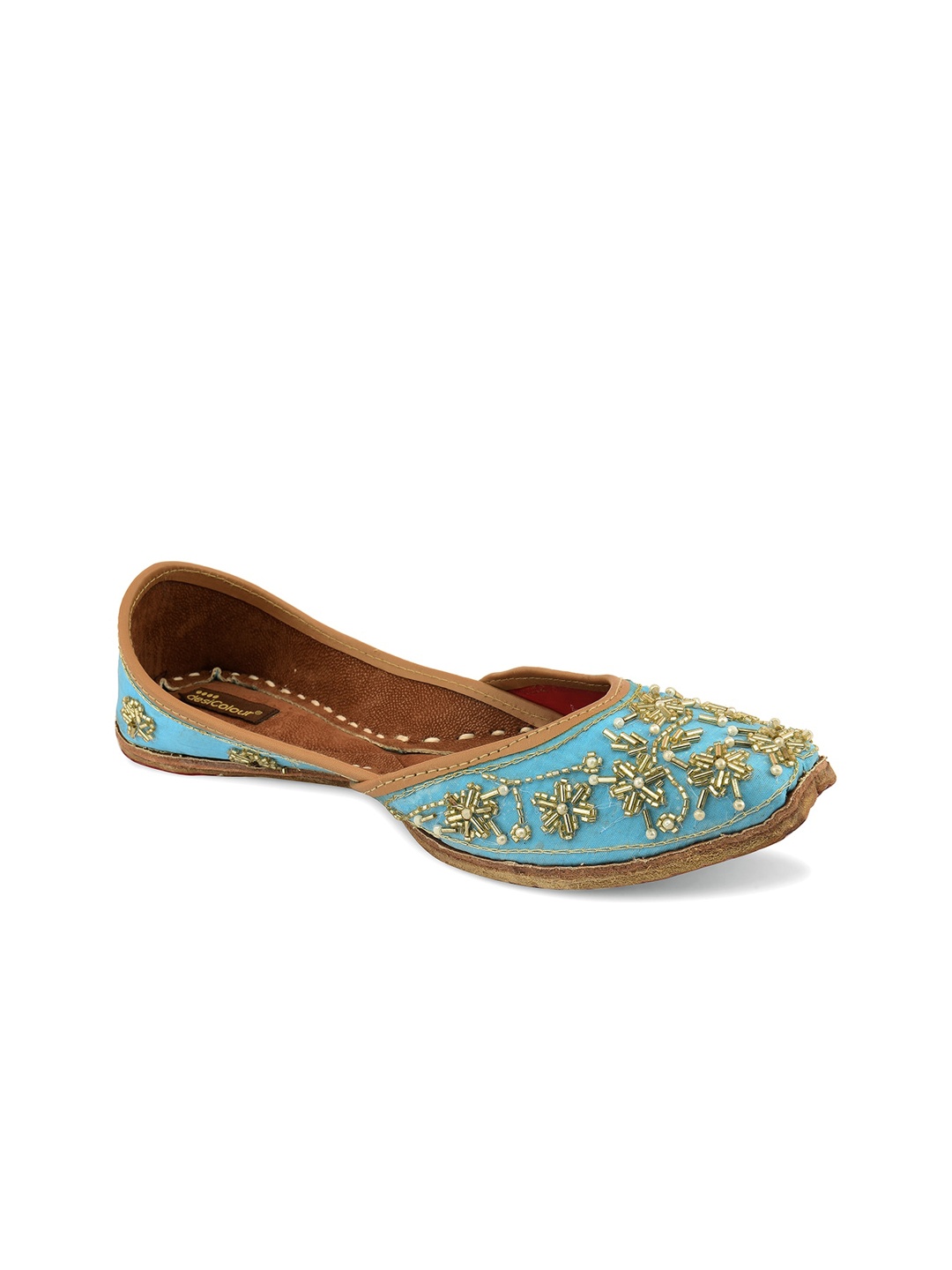 

DESI COLOUR Women Blue Embellished Ethnic Mojaris Flats