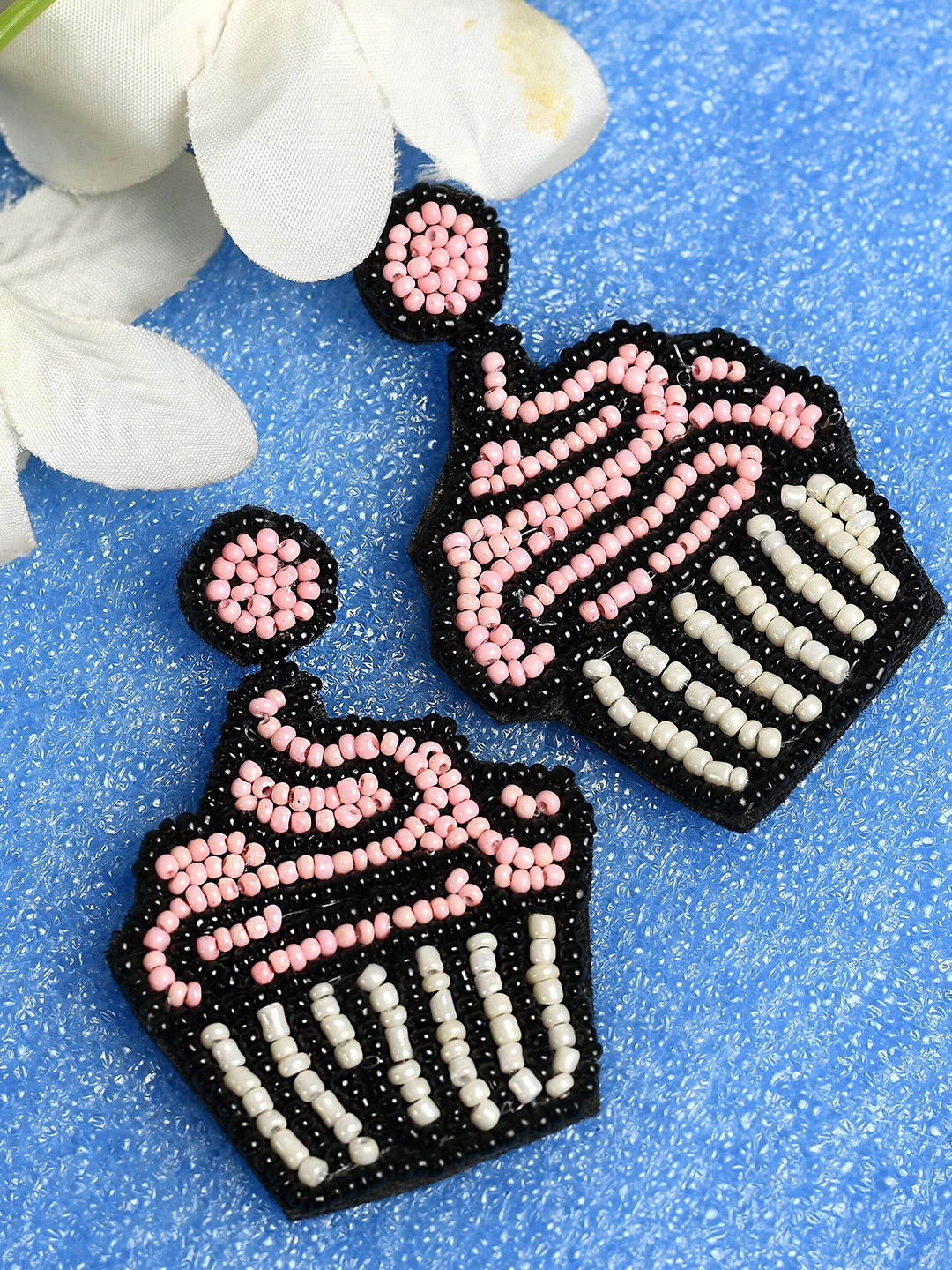 

QTO Pink & Black Ice Cream Cup Contemporary Drop Earrings
