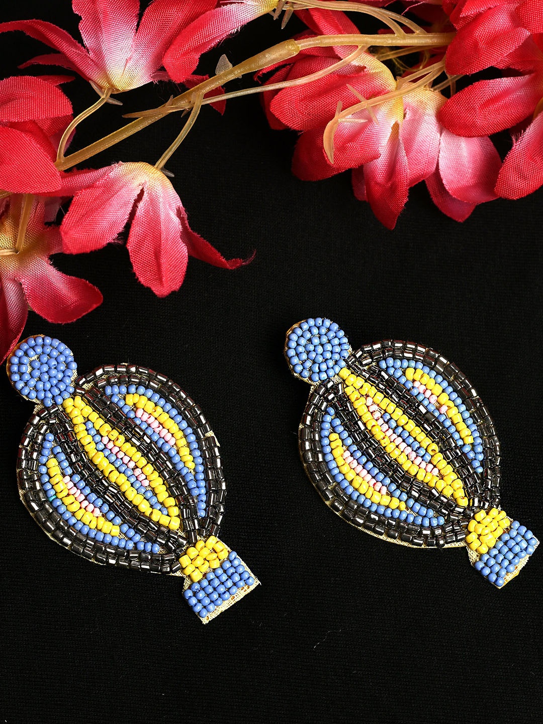 

QTO Blue & Yellow Contemporary Drop Earrings