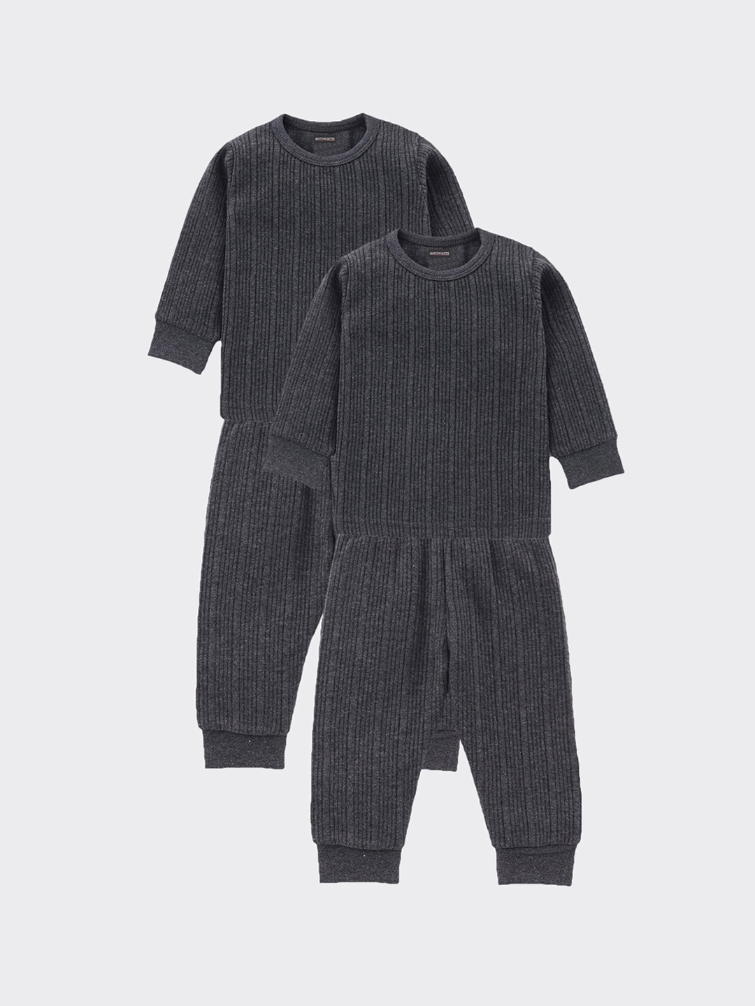 

Aerowarm Infants Kids Pack Of 2 Charcoal Grey Striped Patterned Thermal Set