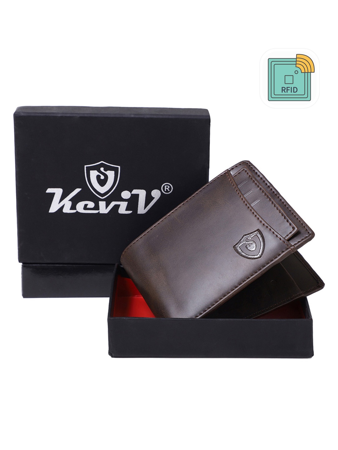 

Keviv Men Brown Leather Two Fold Wallet