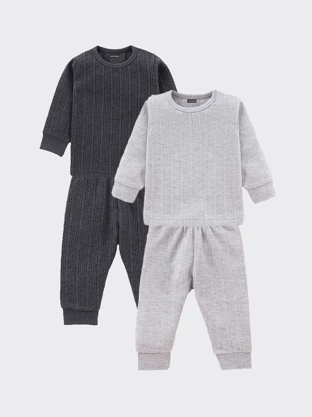 

Aerowarm Kids Pack of 2 Ribbed Thermal Sets, Charcoal