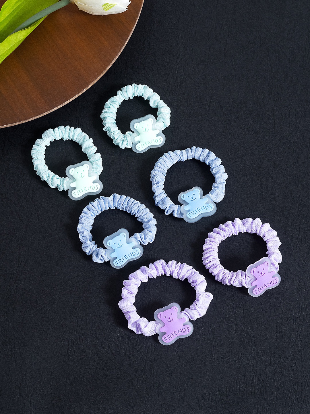 

Golden Peacock Girls Set of 6 Blue & Purple Ponytail Holders