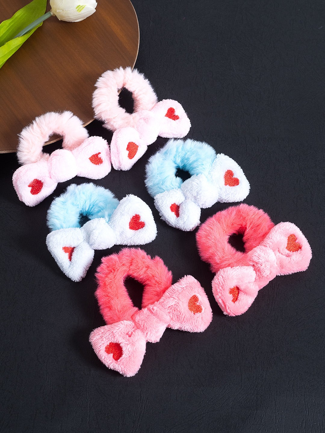 

Golden Peacock Girls Set of 6 White & Blue Fur Ponytail Holders