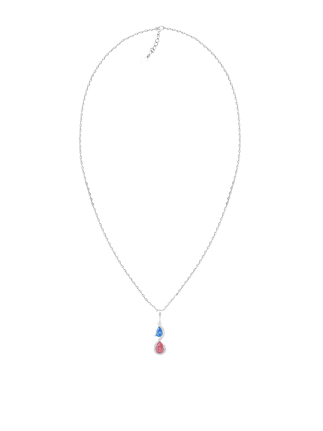 

GIVA Women 925 Sterling Silver Blue and Pink Stone Pendant with Link Chain