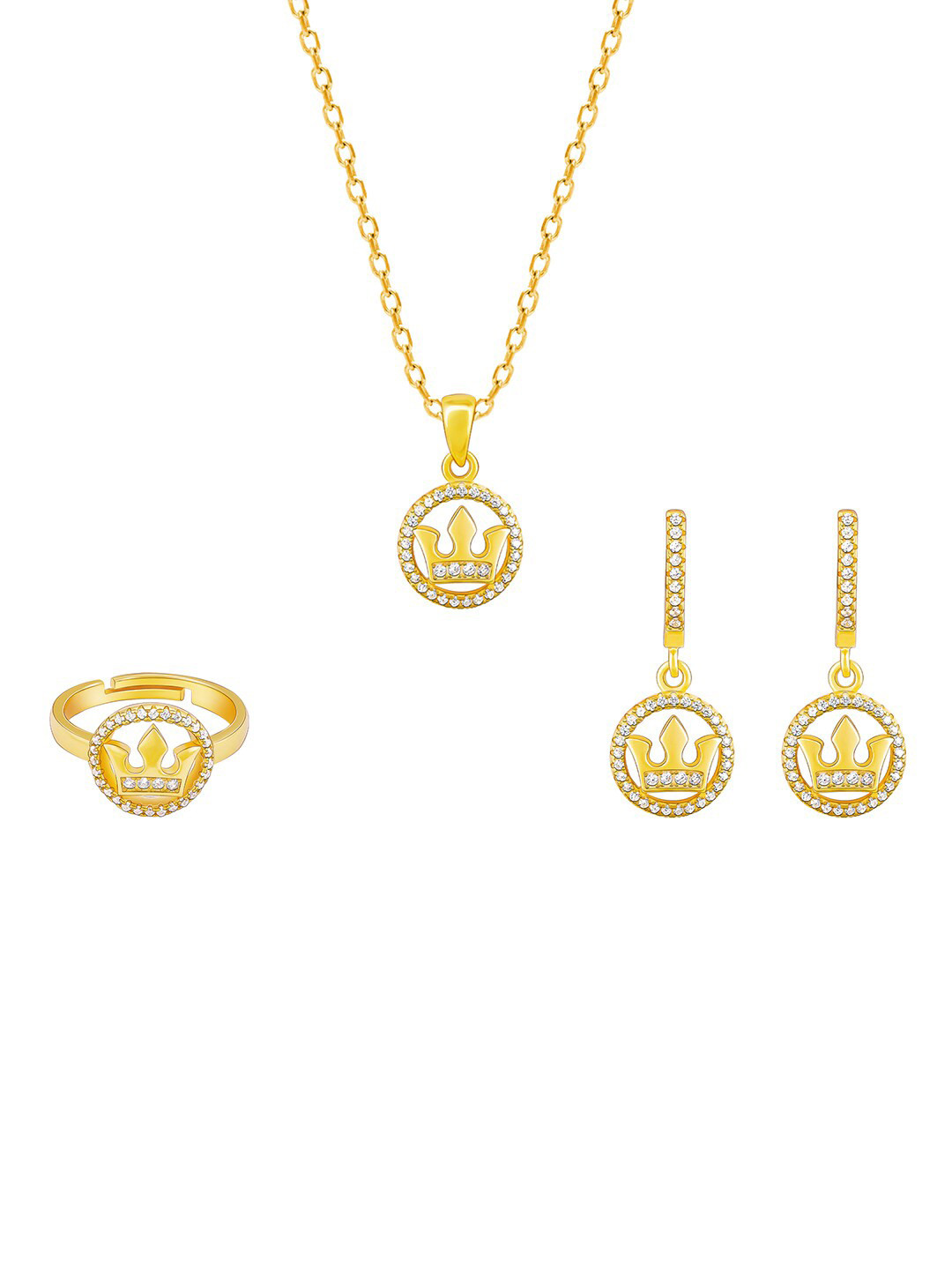 

GIVA 925 Sterling Silver Gold-Plated & White CZ-Studded Jewellery Set