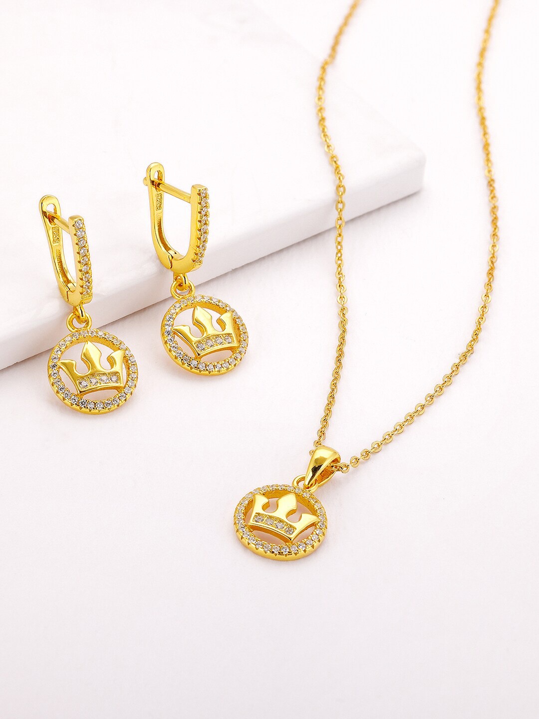 

GIVA 925 Sterling Silver Gold-Plated White CZ-Studded Jewellery Set