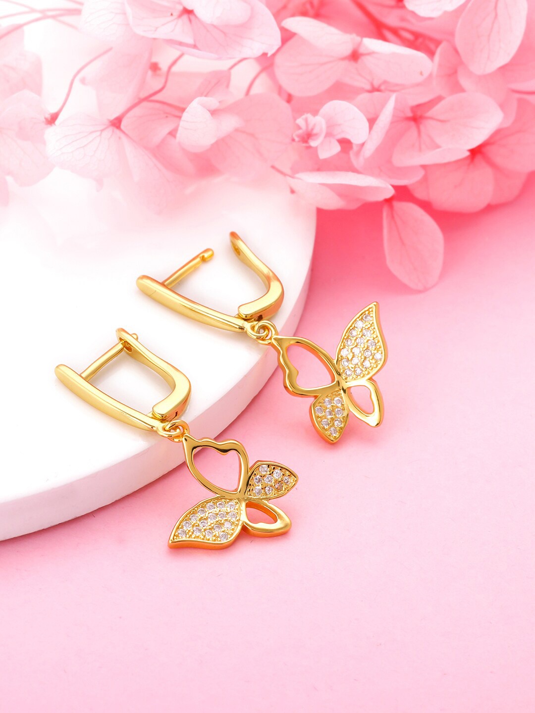 

GIVA Gold-Toned & Gold Plated Contemporary Drop Earrings