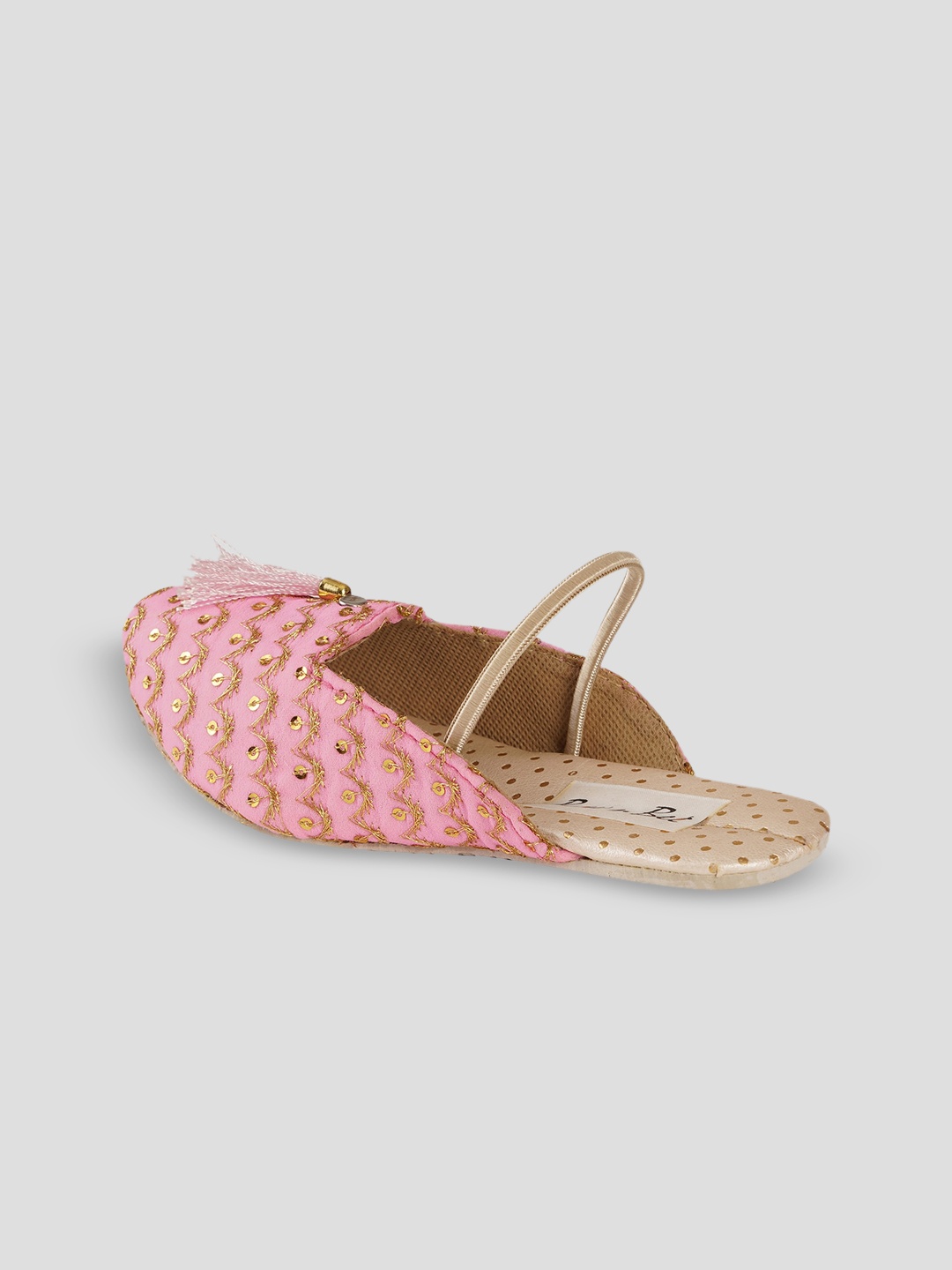 

BownBee Girls Peach-Coloured Embellished Ethnic Mules Flats