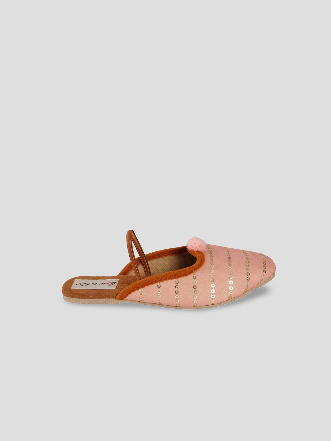 

BownBee Girls Pink Embellished Ethnic Mules Flats