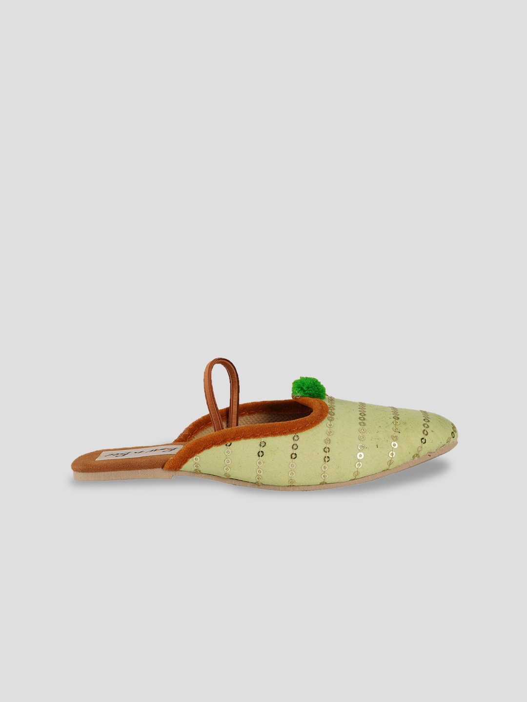 

BownBee Girls Green Embellished Ethnic Mules Flats