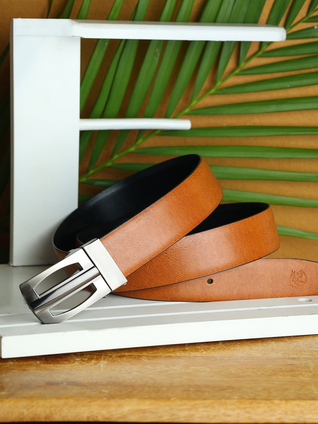 

ZEVORA Men Orange PU Belt