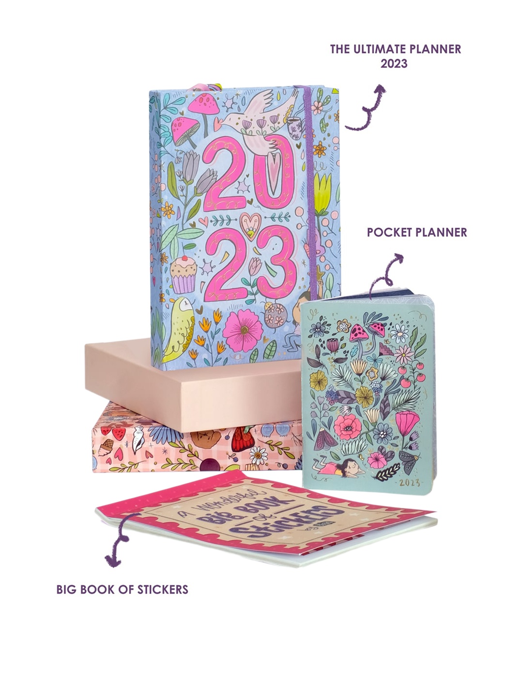 

Alicia Souza Set Of 3 Printed Hardbound Planner, White