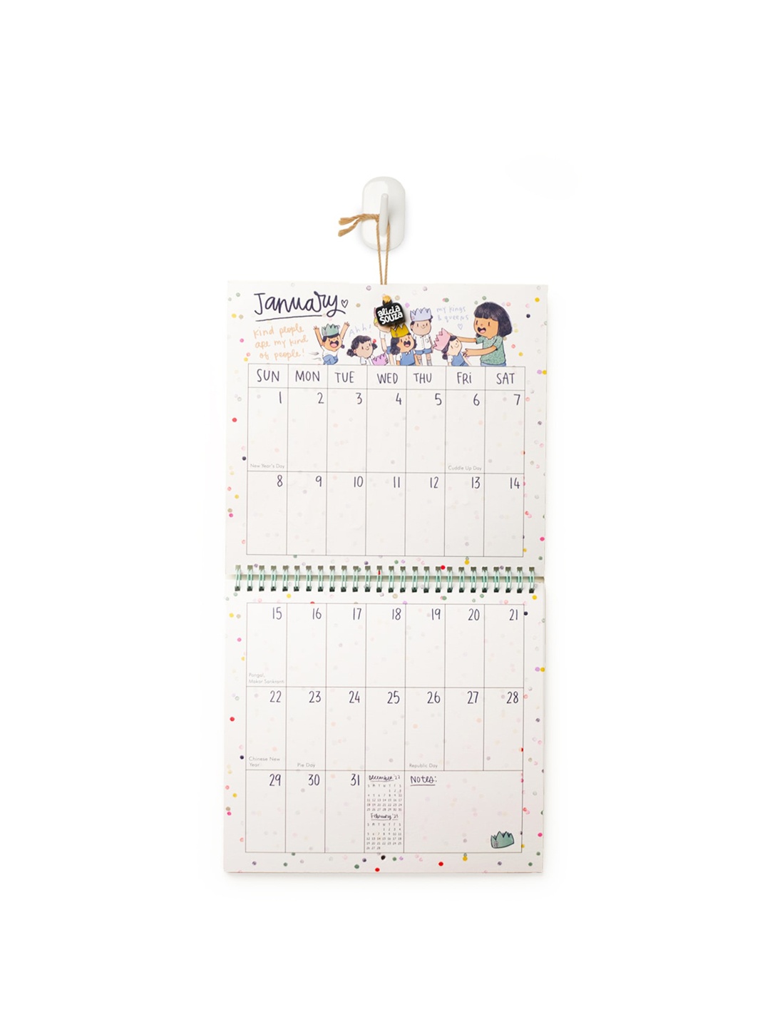 

Alicia Souza Off White Printed Wall Calender with 2 Sticker Sheets
