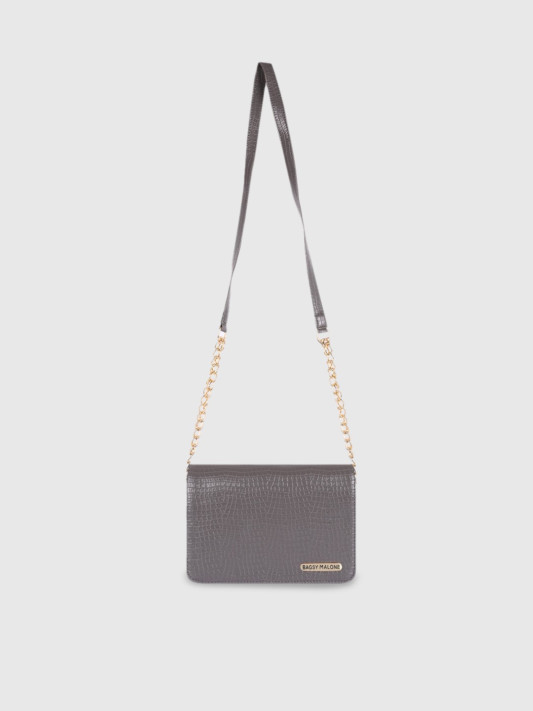 

Bagsy Malone Grey Textured PU Structured Sling Bag