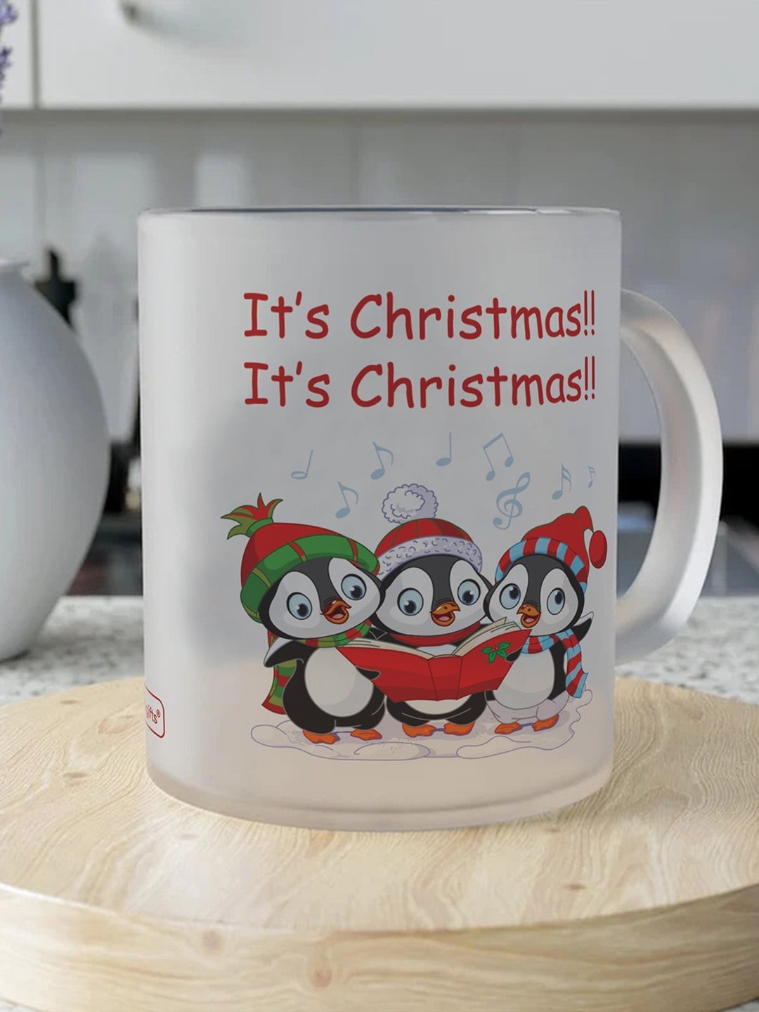 

Indigifts White & Red Text or Slogans Printed Matte Christmas Glass Mug - 325ML