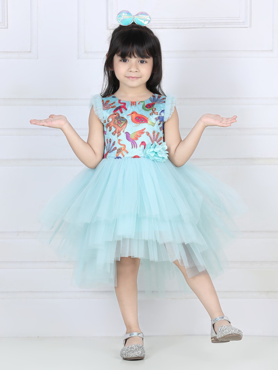 

Toy Balloon kids Blue Floral Net Dress