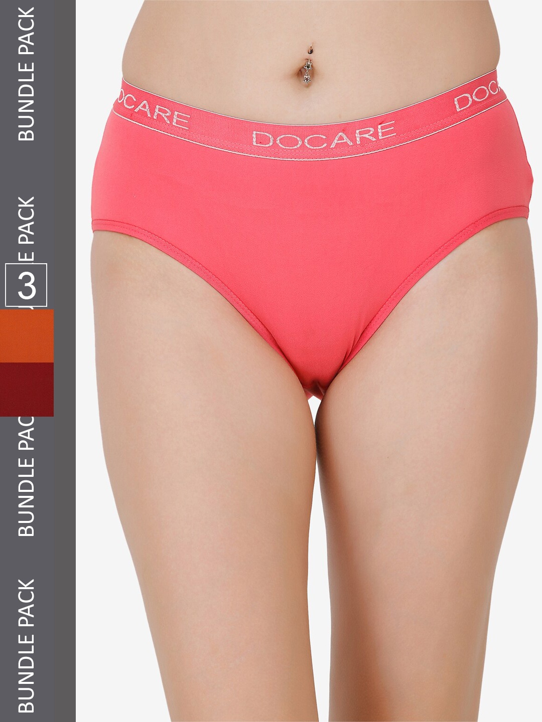

Docare Women Pack Of 3 Hipster Briefs, Maroon