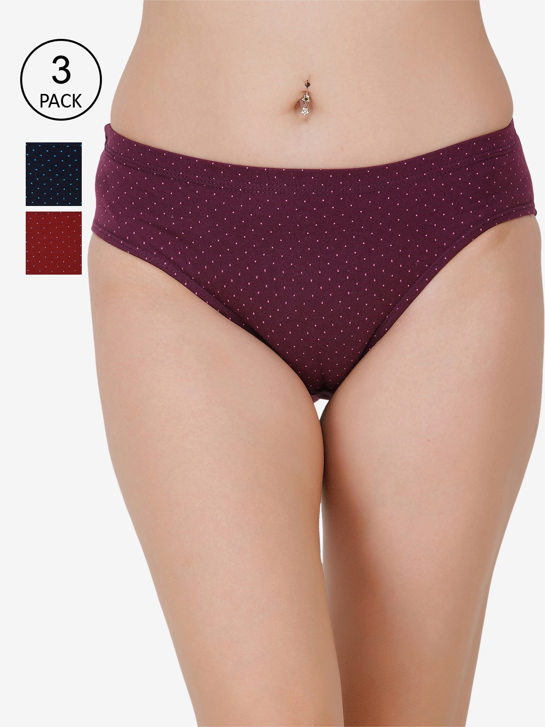 

Docare Women Pack of 3 Cotton Hipster Briefs, Maroon