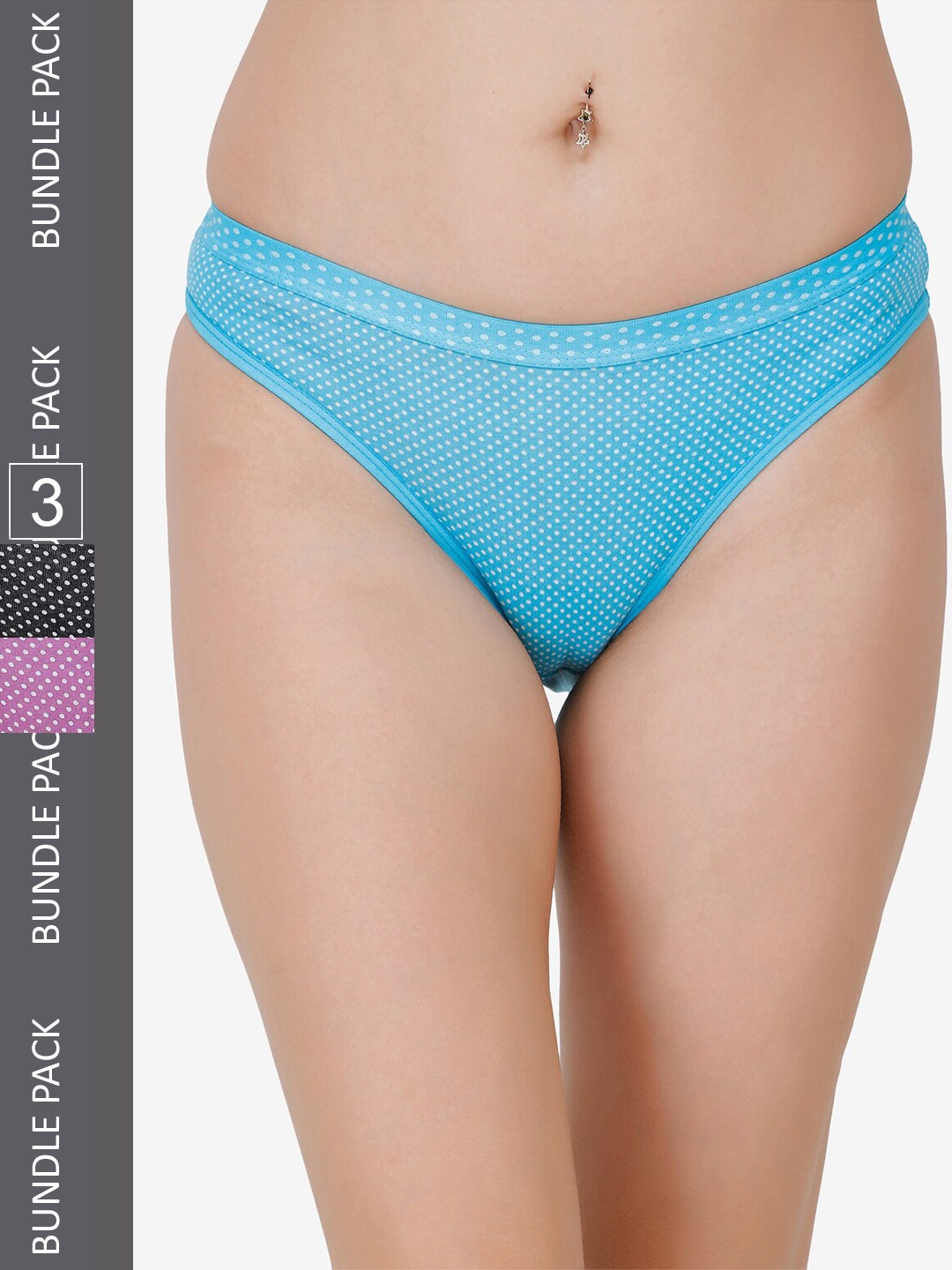 

Docare Women Pack Of 3 Printed Cotton Bikini Briefs, Purple