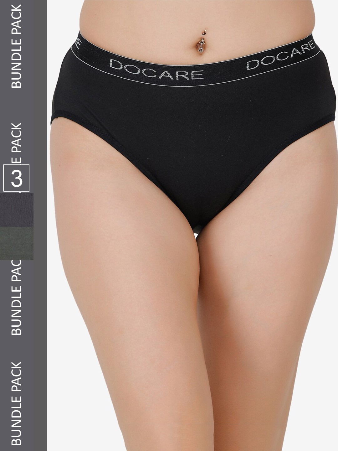 

Docare Women Pack of 3 Hipster Briefs, Black