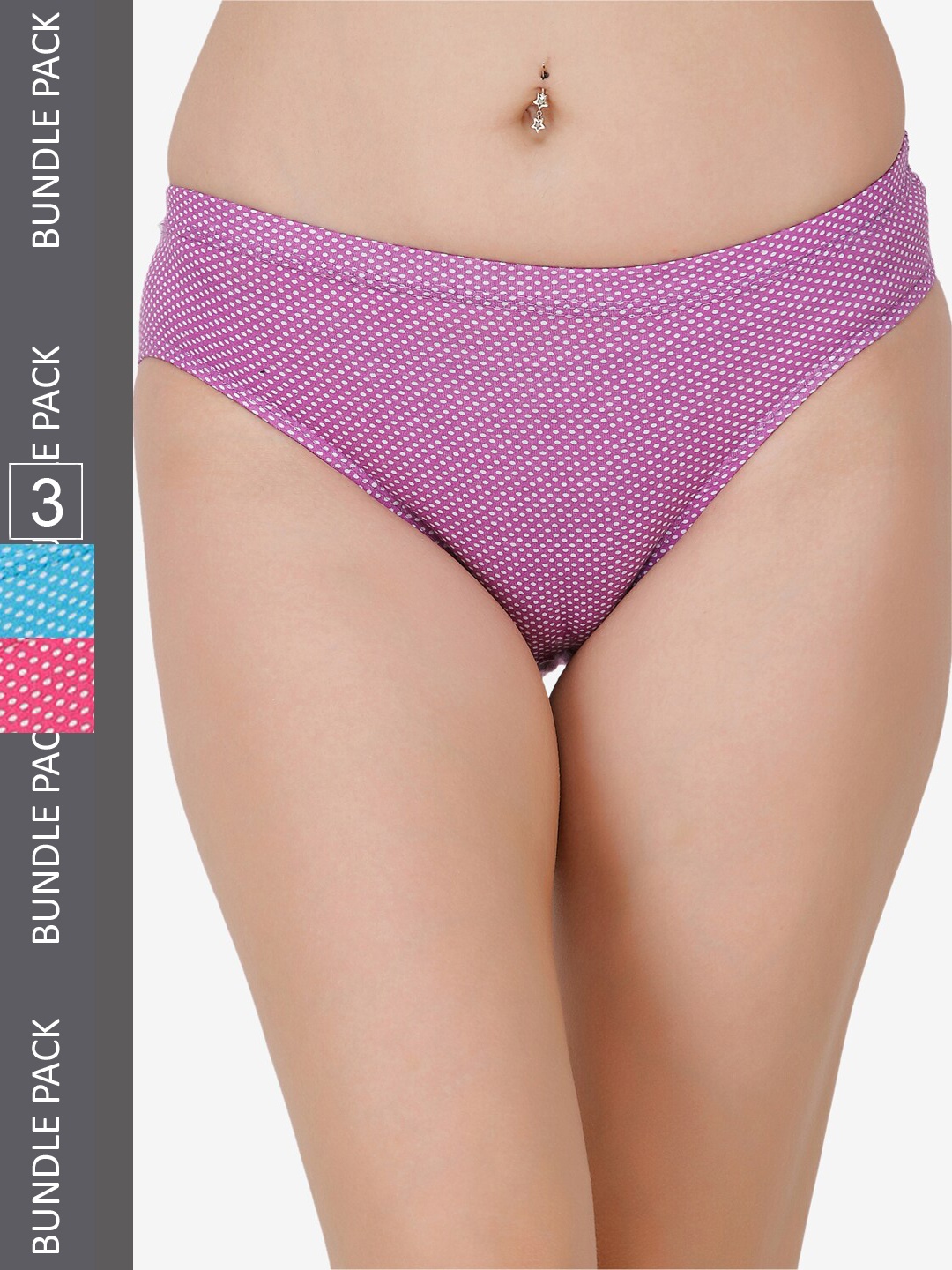 

Docare Women Pack of 3 Printed Cotton Hipster Briefs, Pink