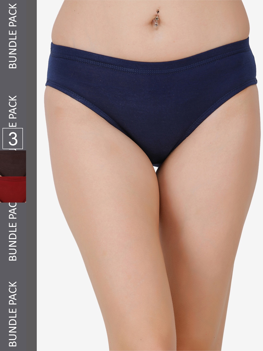 

Docare Women Pack Of 3 Hipster Briefs, Coffee brown