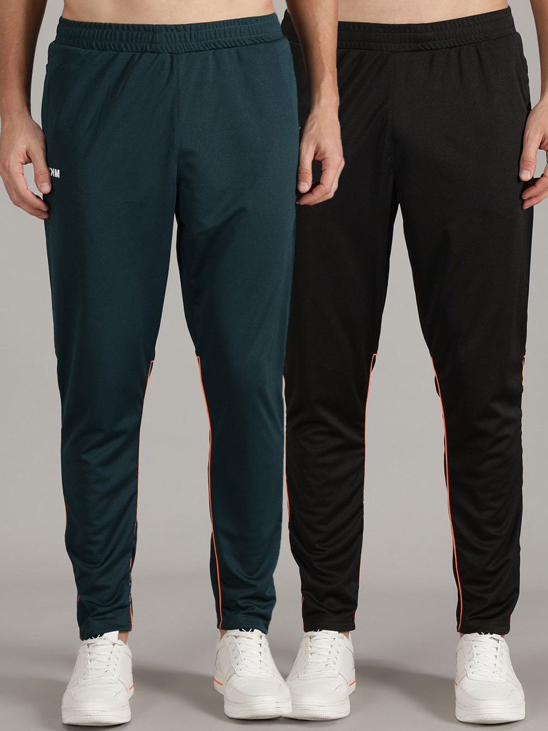 

MKKO Men Black & Teal Green Pack Of 2 Training & Gym Track Pants