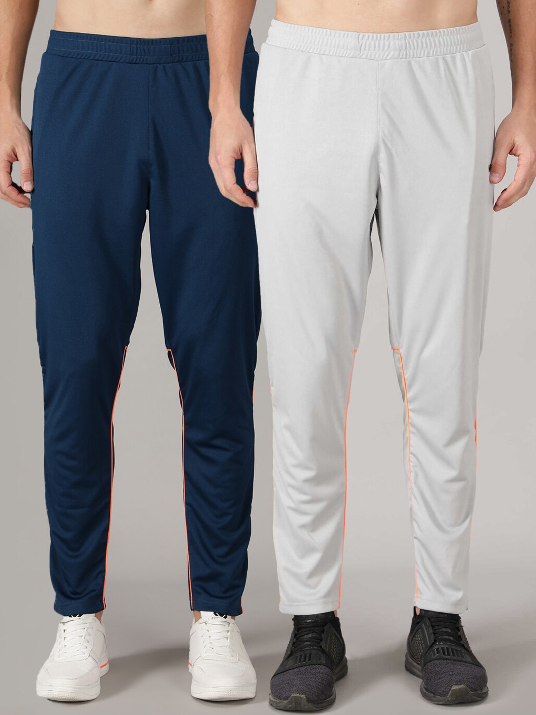 

MKKO Men Grey & Blue Pack Of 2 Training & Gym Track Pants
