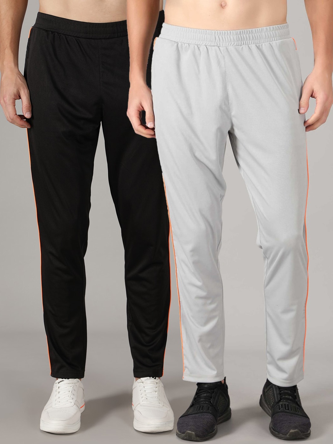 

MKKO Men Grey & Black Pack Of 2 Grey Training & Gym Track Pants