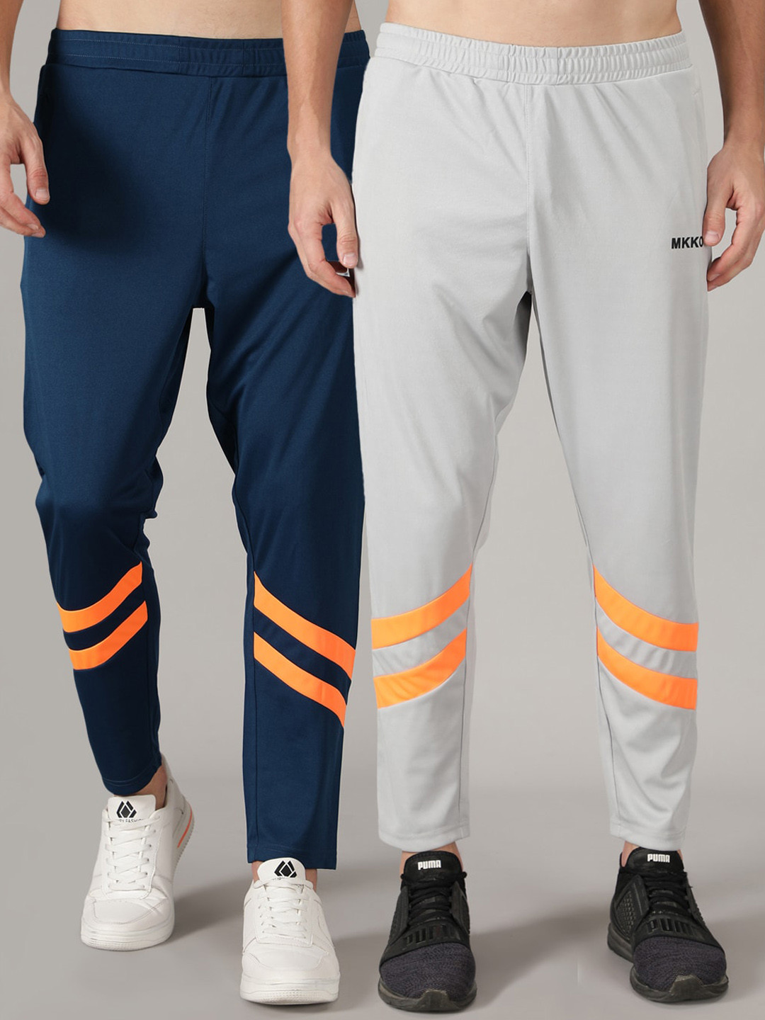 

MKKO Men Navy Blue & Grey Pack Of 2 Training & Gym Track Pants