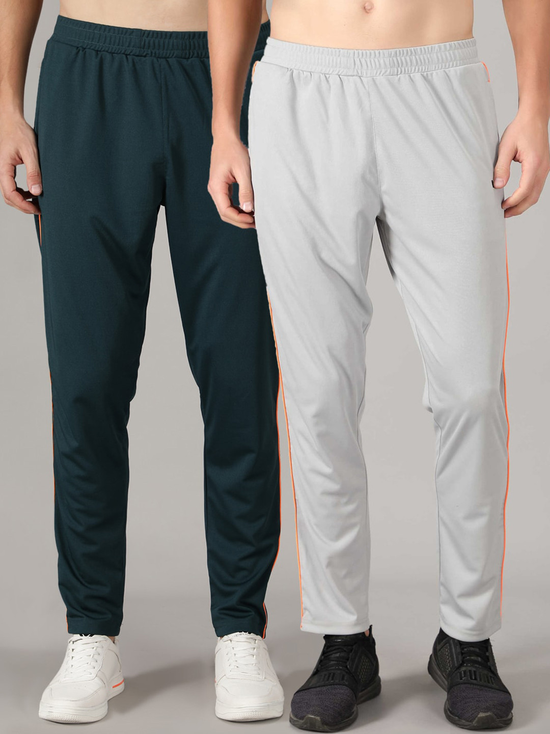 

MKKO Men Grey & Black Pack Of 2 Training & Gym Track Pants