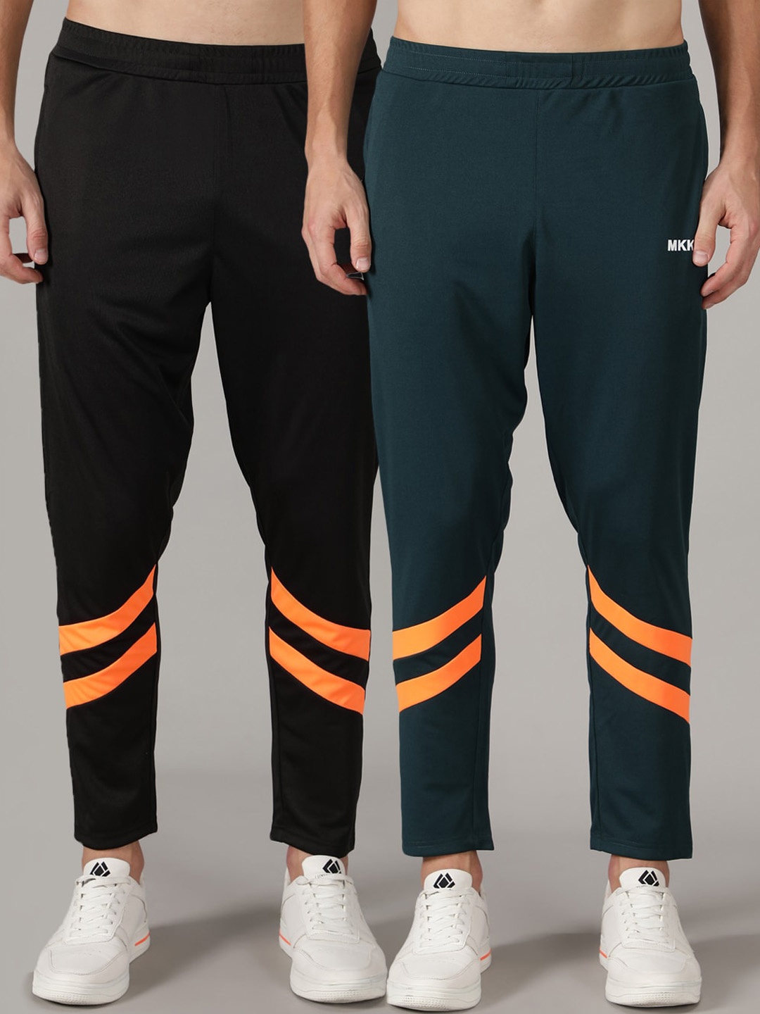 

MKKO Men Black & Teal Pack Of 2 Stripes Detail Training & Gym Track Pants