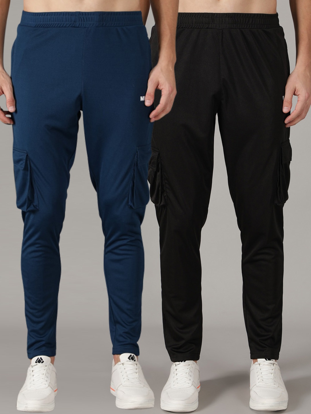 

MKKO Men Black & Teal Pack of 2 Cargo Style Training & Gym Track Pants