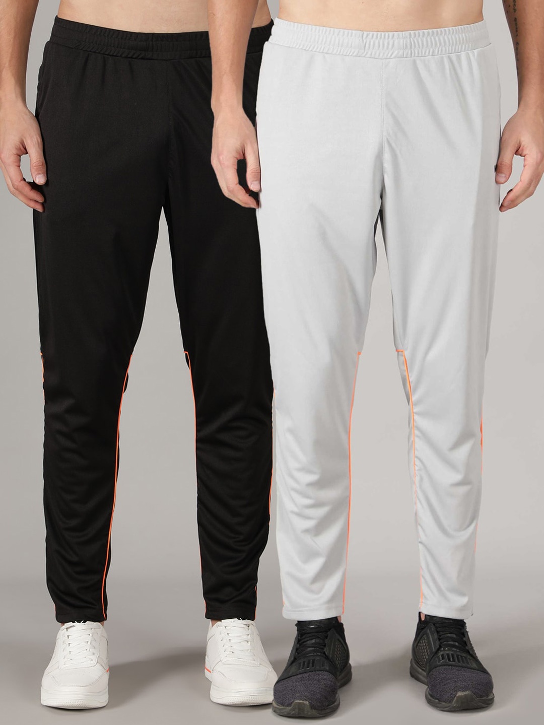 

MKKO Men Grey & Black Pack Of 2 Training & Gym Track Pants