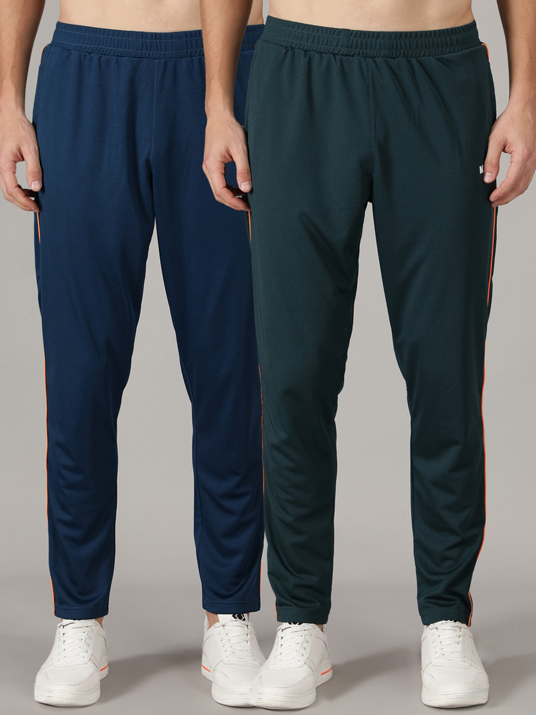 

MKKO Men Green & Blue Pack of 2 Regular Fit Polyester Training & Gym Track Pants