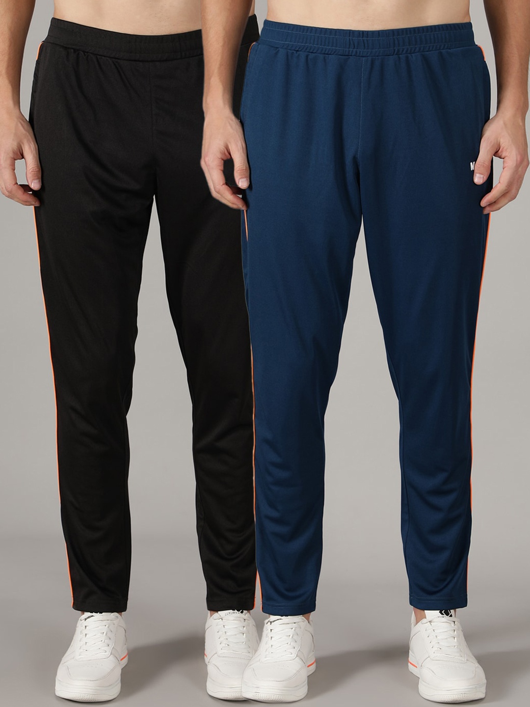 

MKKO Men Black & Blue Pack Of 2 Training & Gym Track Pants