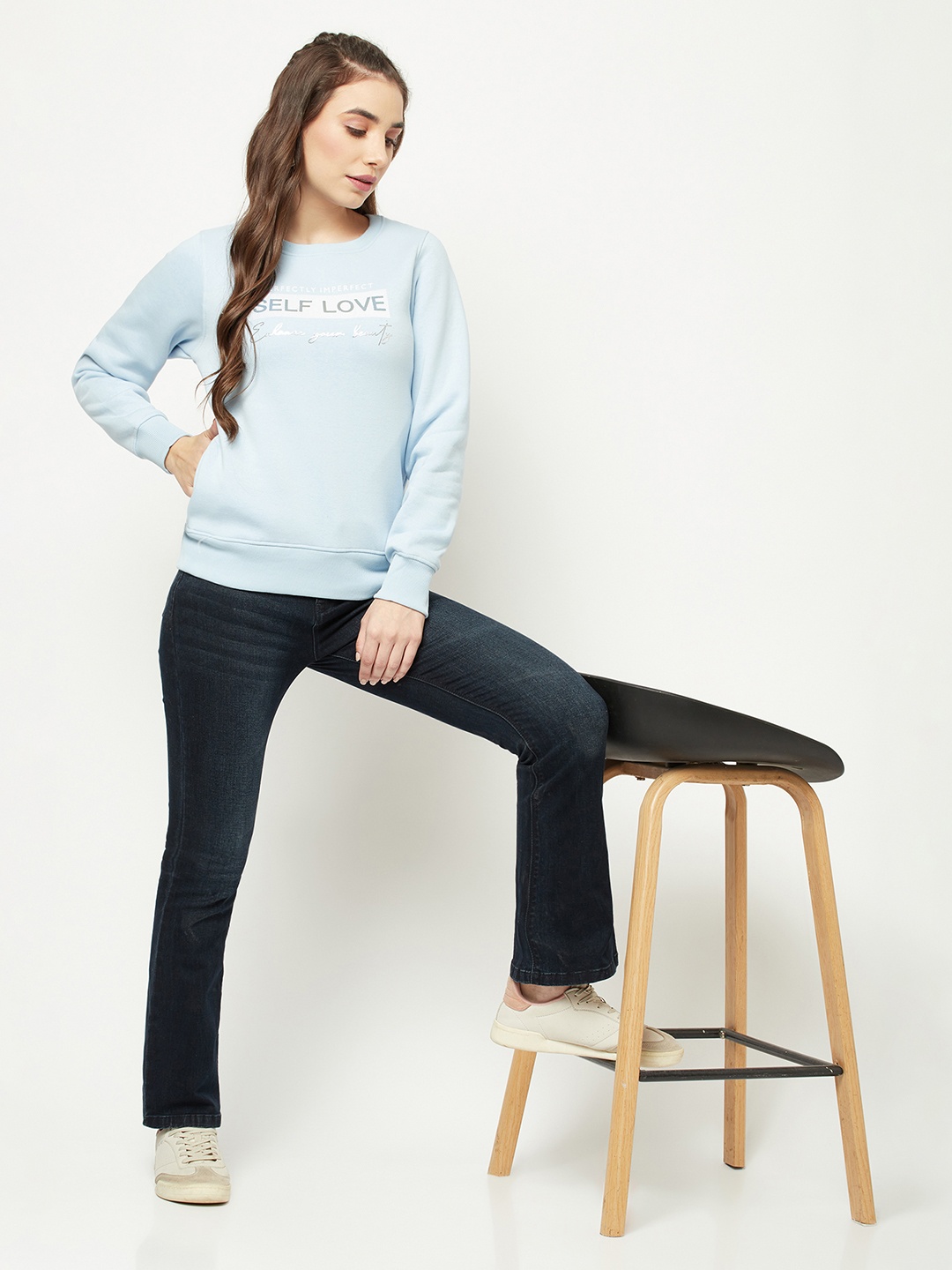 

Crimsoune Club Women Blue Printed Sweatshirt