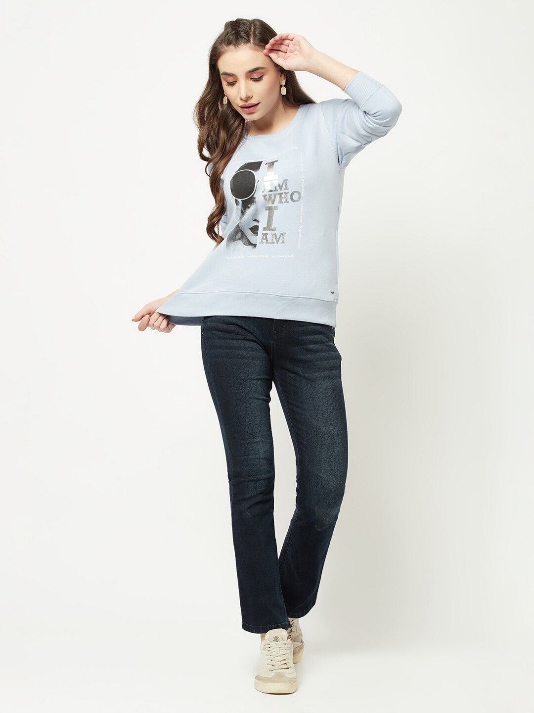 

Crimsoune Club Women Blue Printed Sweatshirt