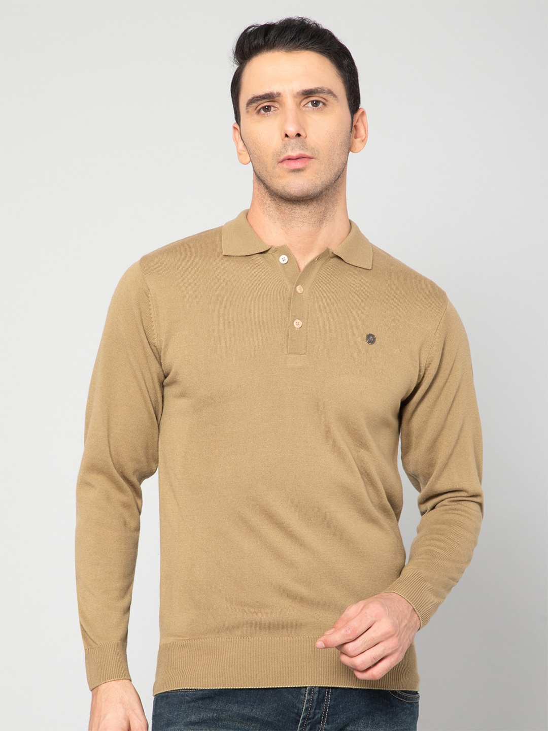 

Cantabil Men Khaki Long Sleeves Pullover Acrylic Sweater