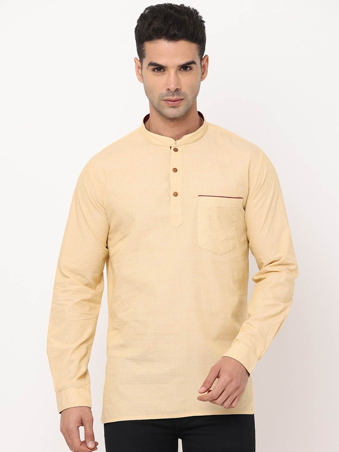 

NIRVAAN Men Beige Pure Cotton Kurta