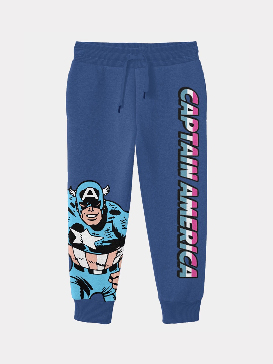 

BONKIDS Boys Blue Captain America Printed Pure Cotton Joggers