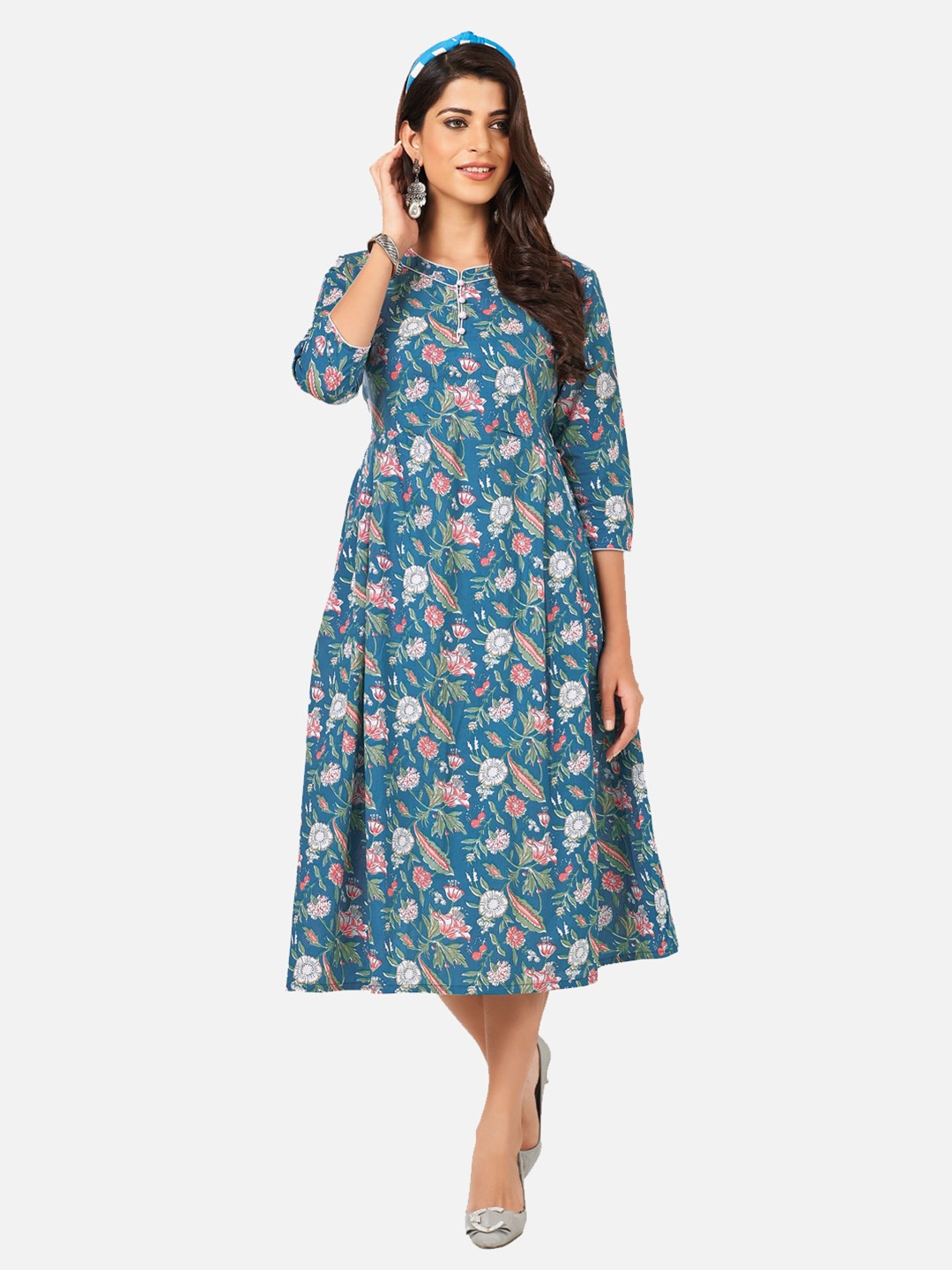 

SALWAR STUDIO Blue Floral Midi Dress